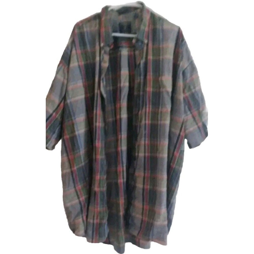 Salmon River Traders Tall Button Down Shirt Men's 3X  Plaid Green/Red/Blue
